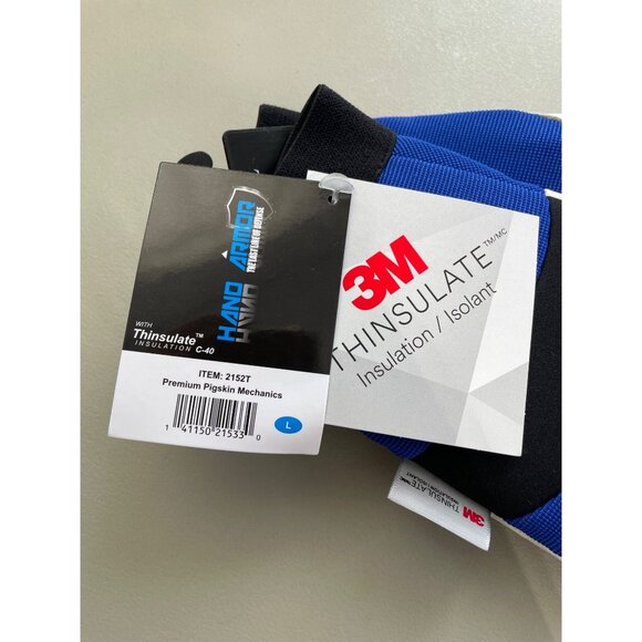 Hand Armour Premium Pigskin Mechanic Glove Large Colorblock Blue White Work NEW - Picture 5 of 6